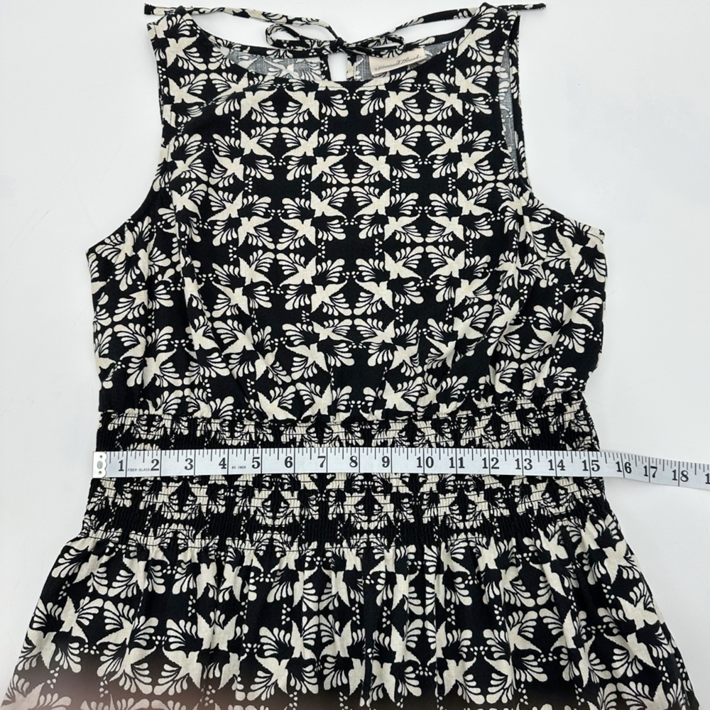 Universal Thread Black & Cream Ikat Sleeveless Smocked Waist Sundress Medium - Picture 9 of 11
